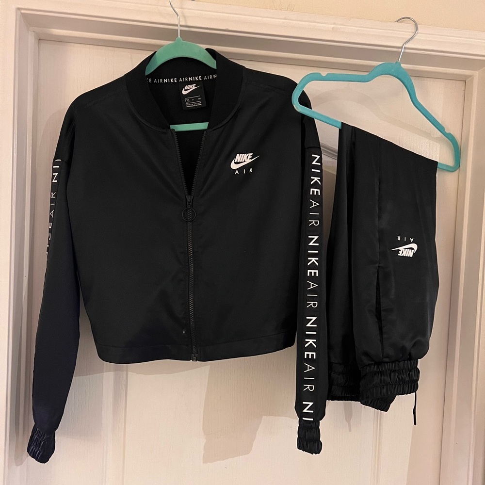 Nike jogger jacket satin set size S black Nike air